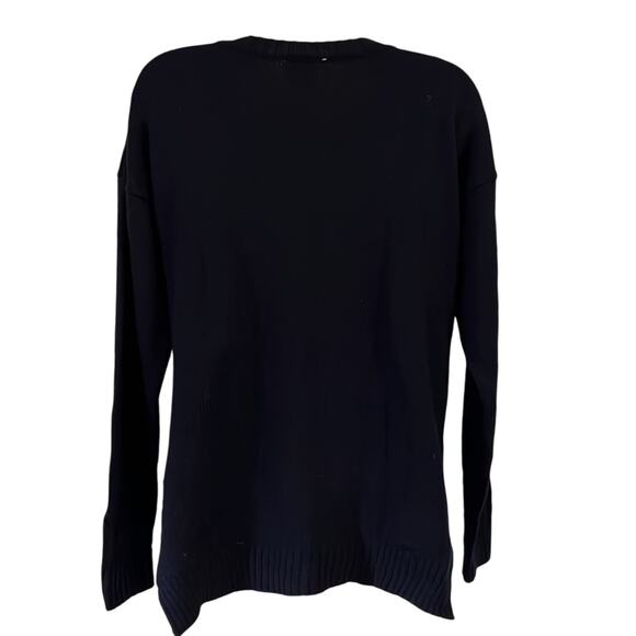 Navy Blue and White Fuzzy Snowflake Sweater Woman Size Medium Slouchy - Picture 3 of 9